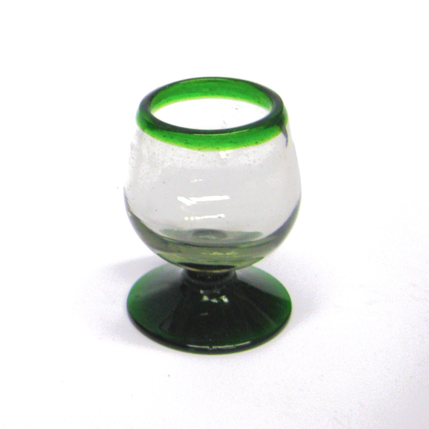 Emerald Green Rim 4 oz Small Cognac Glasses (set of 6)
